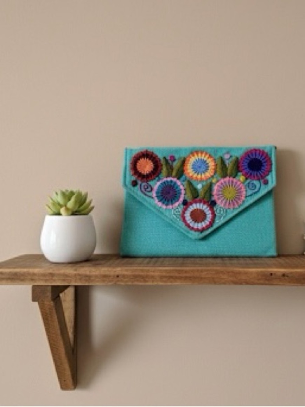 Teal Floral Embroidered Crossbody Bag - Women's Shoulder Purse - Picture 2 of 7